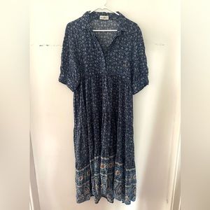 Blue MIDI Flower Dress -